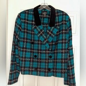 Vintage Positive Attitude Green/ Black Classic Plaid Blazer
